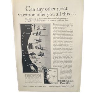 Vintage 1930 Southern Pacific Offer You All This Ad Advertisement
